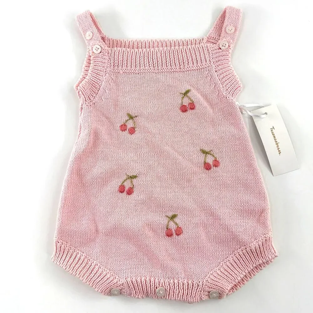 Tecomoabesos Cherry Short Knit Overall Pink Size 3M